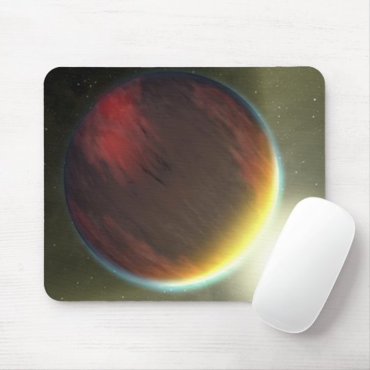 Ein bewölkter Jupiter-artiger Planet, der sich umk Mousepad (Mit Mouse)