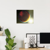 Ein bewölkter Jupiter-artiger Planet, der sich umk Poster (Heimbüro)
