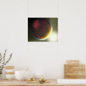 Ein bewölkter Jupiter-artiger Planet, der sich umk Poster (Küche)