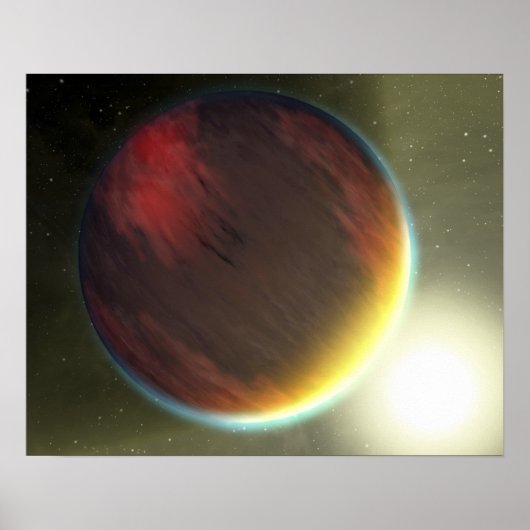 Ein bewölkter Jupiter-artiger Planet, der sich umk Poster (Vorne)