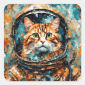 ein bewundernswerter Katzenastronaut Quadratischer Aufkleber (Vorderseite)