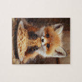 Ein bezaubernder Baby-Rotfuchs, der Spaghetti isst Puzzle (Horizontal)