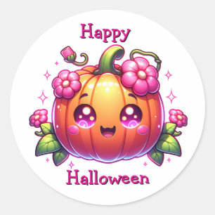 Ein bezaubernder Chibi Pumpkin   Happy Halloween Runder Aufkleber