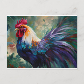 Ein bezaubernder, farbenfroher Rooster-Malerposten Postkarte