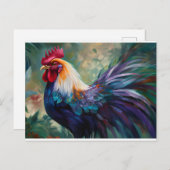 Ein bezaubernder, farbenfroher Rooster-Malerposten Postkarte (Vorne/Hinten)