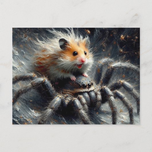Ein bezaubernder Hamster, der auf einer Riesenspin Postkarte (Vorderseite)