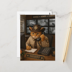 Ein bezaubernder Katzensheriff im Dispatch-Büro Postkarte