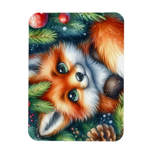 Ein bezaubernder Weihnachts-Rotfuchs Magnet (Vertikal)