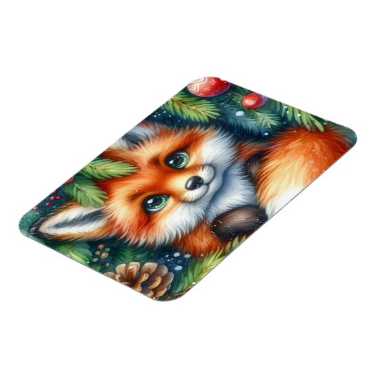 Ein bezaubernder Weihnachts-Rotfuchs Magnet (Linke Seite)