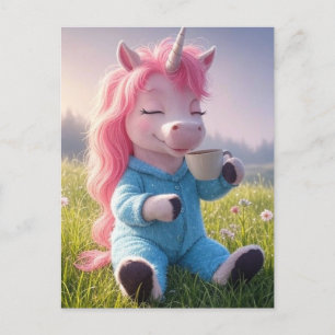 Ein bezauberndes Einhorn mit Kaffee Postkarte