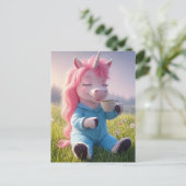 Ein bezauberndes Einhorn mit Kaffee Postkarte (Stehend Vorderseite)