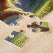 Ein bezauberndes Ingwerkitten, das eine Ziege reit Puzzle (Seite)