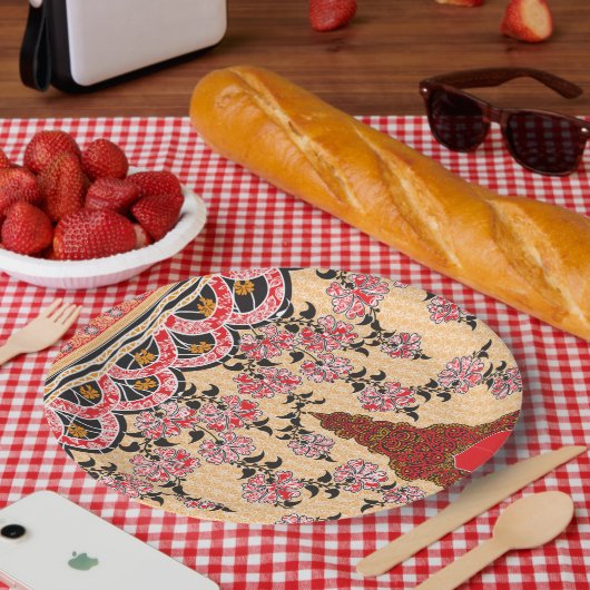 Ein bezauberndes orientalisches Muster mit rotem F Pappteller (Picknick)