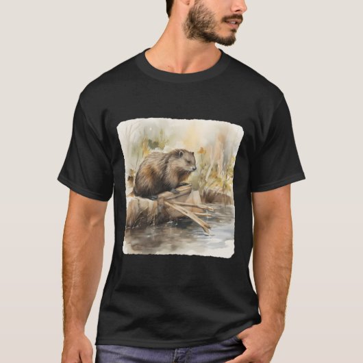 Ein Biber baut einen Dammbau T-Shirt (Vorderseite)
