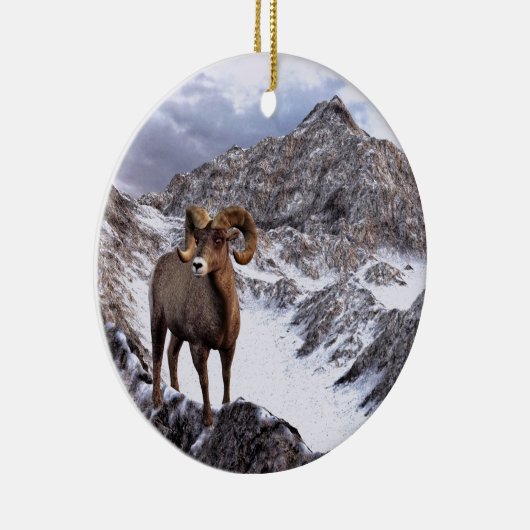 Ein Bighorn-Schaf untersucht das Tal Keramikornament (Rechts)