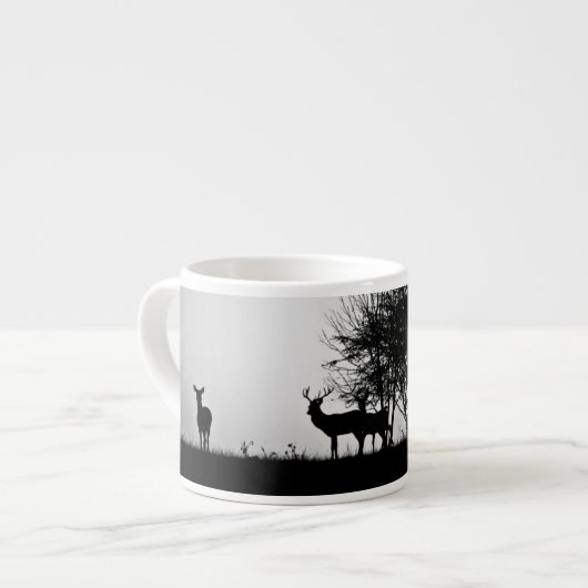 Ein Bild des Nebels einiger Rotwild morgens Espressotasse (Vorderseite Links)