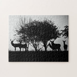 Ein Bild des Nebels einiger Rotwild morgens Puzzle