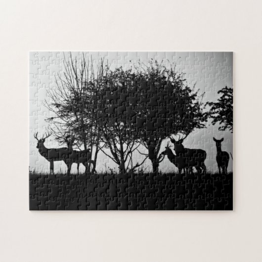 Ein Bild des Nebels einiger Rotwild morgens Puzzle (Horizontal)