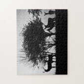 Ein Bild des Nebels einiger Rotwild morgens Puzzle (Vertikal)