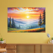 ein Bild einer Landschaft mit Bergen und Bäumen Leinwanddruck (Insitu (Wohnzimmer))