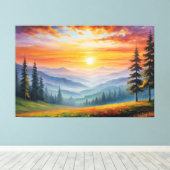 ein Bild einer Landschaft mit Bergen und Bäumen Leinwanddruck (Insitu (Holzboden))