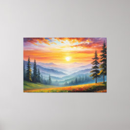 ein Bild einer Landschaft mit Bergen und Bäumen Leinwanddruck