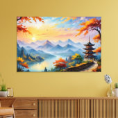 ein Bild einer Pagode und eines Flusses Leinwanddruck (Insitu (Wohnzimmer))