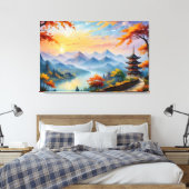 ein Bild einer Pagode und eines Flusses Leinwanddruck (Insitu (Schlafzimmer))