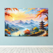 ein Bild einer Pagode und eines Flusses Leinwanddruck (Insitu (Holzboden))