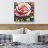 ein Bild einer rosa Rose Leinwanddruck (Insitu (Schlafzimmer))