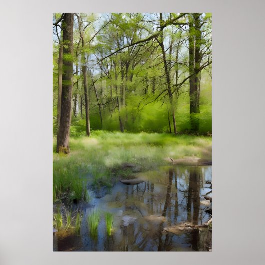 Ein Bild einer Waldlandschaft in einem Sumpf Poster (Vorne)