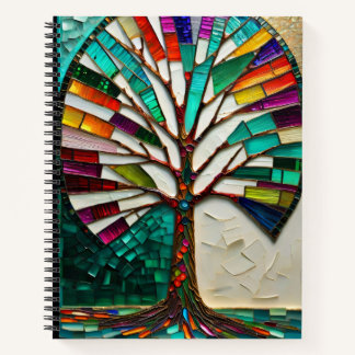 ein Bild eines Baumes aus Buntglas Notizblock
