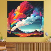 Ein Bild eines bunten Himmels mit einem Berg im Leinwanddruck (Insitu (Wohnzimmer))