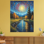 ein Bild eines Flusses mit Bäumen und Bergen Leinwanddruck (Insitu (Wohnzimmer))