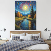 ein Bild eines Flusses mit Bäumen und Bergen Leinwanddruck (Insitu (Schlafzimmer))