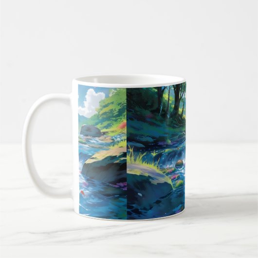 ein Bild eines Flusses mit einem Gemälde Kaffeetasse (Links)