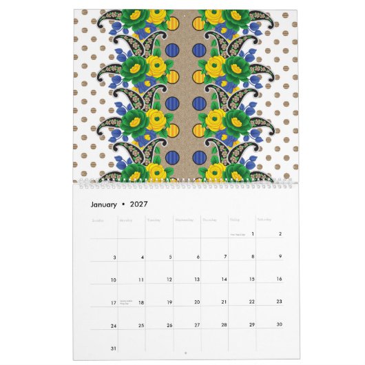 ein Bild eines Musters, das wie ein Pfau aussieht Kalender (Jan 2027)
