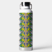 ein Bild eines Musters, das wie ein Pfau aussieht Trinkflasche (Rückseite)