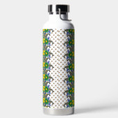 ein Bild eines Musters, das wie ein Pfau aussieht Trinkflasche (links)