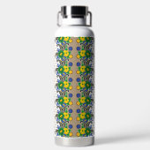 ein Bild eines Musters, das wie ein Pfau aussieht Trinkflasche (Rückseite)