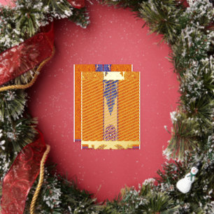 ein Bild eines orangen und blauen Musters Folien Feiertagspostkarte