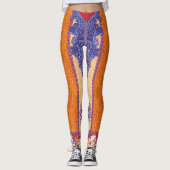 ein Bild eines orangen und blauen Musters Leggings (Vorderseite)