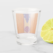 ein Bild eines orangen und blauen Musters Schnapsglas (Rückseite)