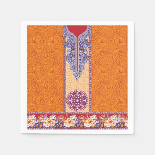 ein Bild eines orangen und blauen Musters Serviette (Vorderseite)