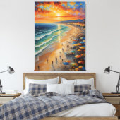 ein Bild eines Strandes mit Menschen und Sonnensch Leinwanddruck (Insitu (Schlafzimmer))