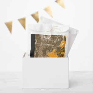 ein Bild mit gelben Blumen. Geschenktütchen