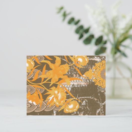 ein Bild mit gelben Blumen. Postkarte (Stehend Vorderseite)