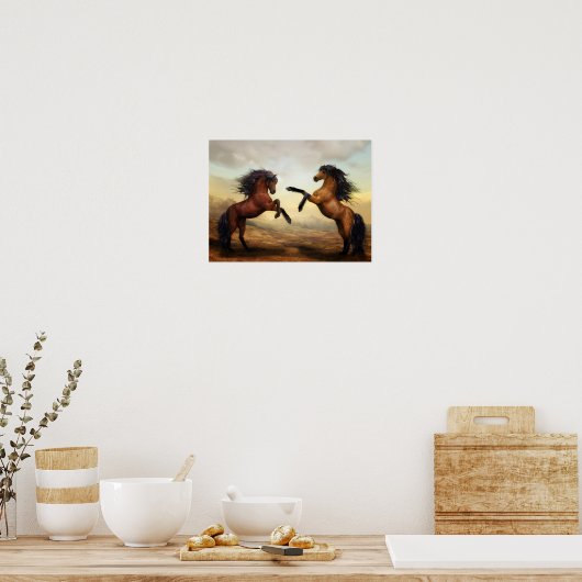 Ein Bild mit zwei Pferden Poster (Küche)