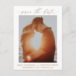 Ein Bild Save the Date Postkarte in Gold
