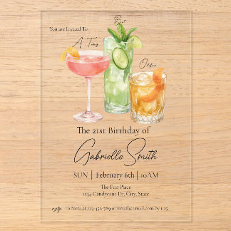 Ein bisschen älter Martini Happy 21. Geburtstag Acryleinladungen